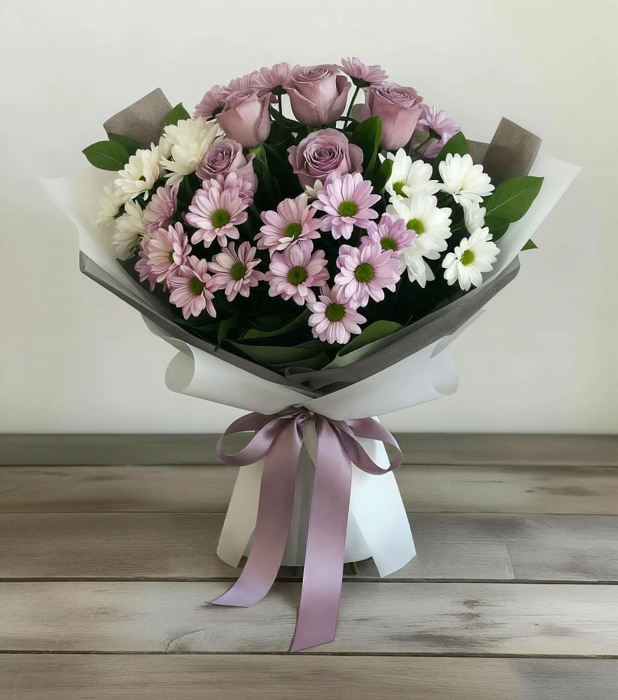 Букет цветов из: Хризантемы и Розы в Горном Забайкальского края