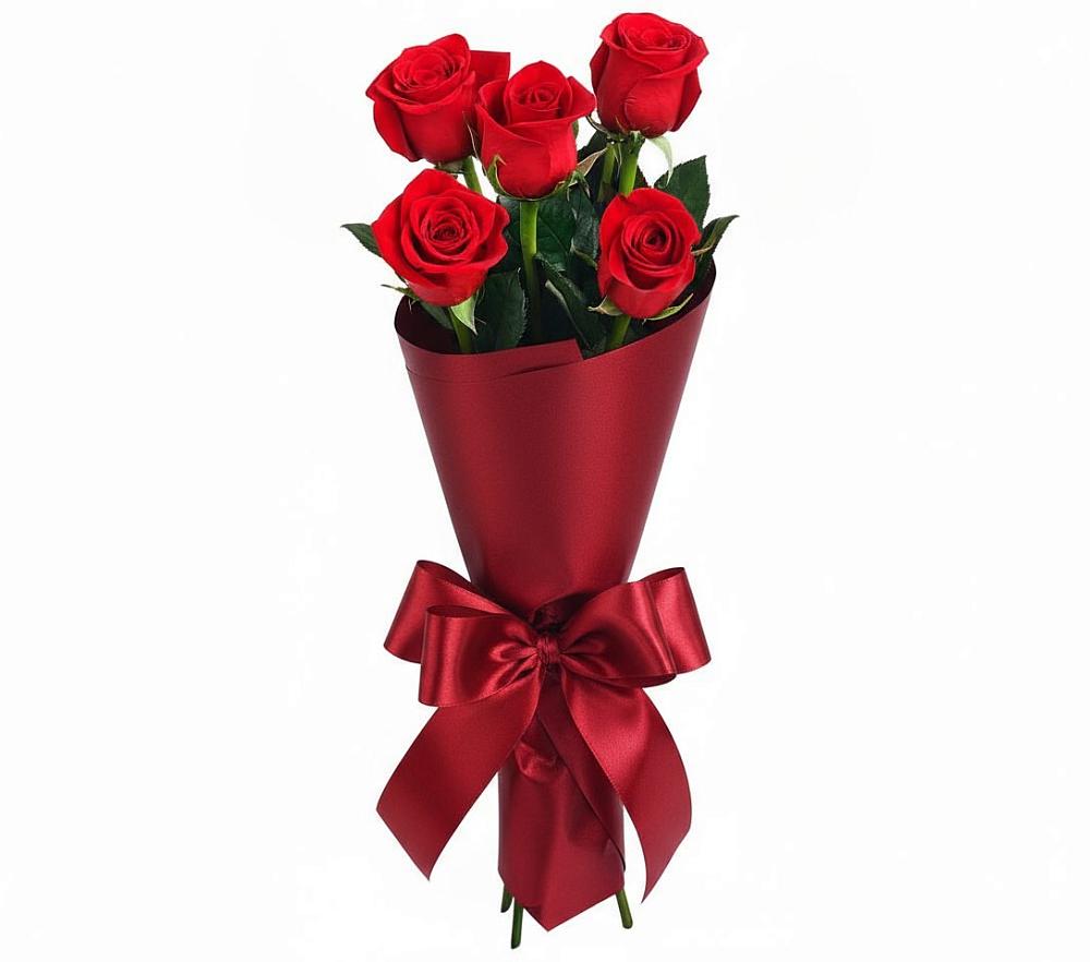 Букет 5 Красных роз Эдлесс Лав в Горном Забайкальского края