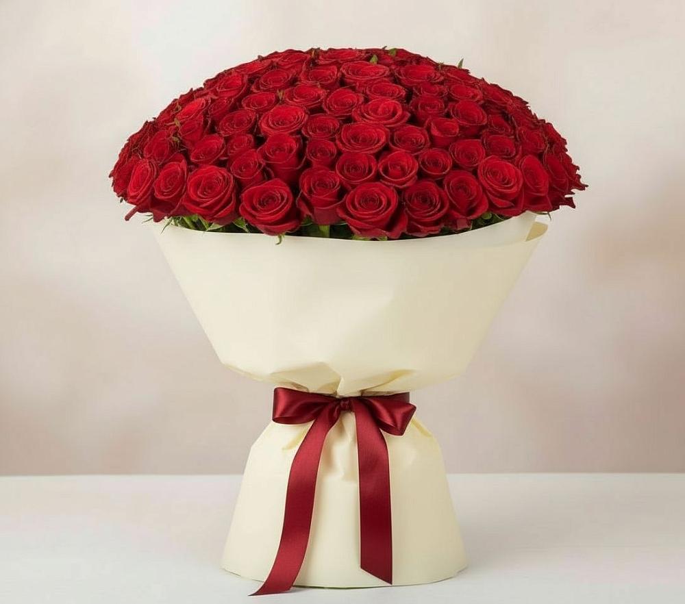 Букет 101 Красная роза Милано в Горном Забайкальского края