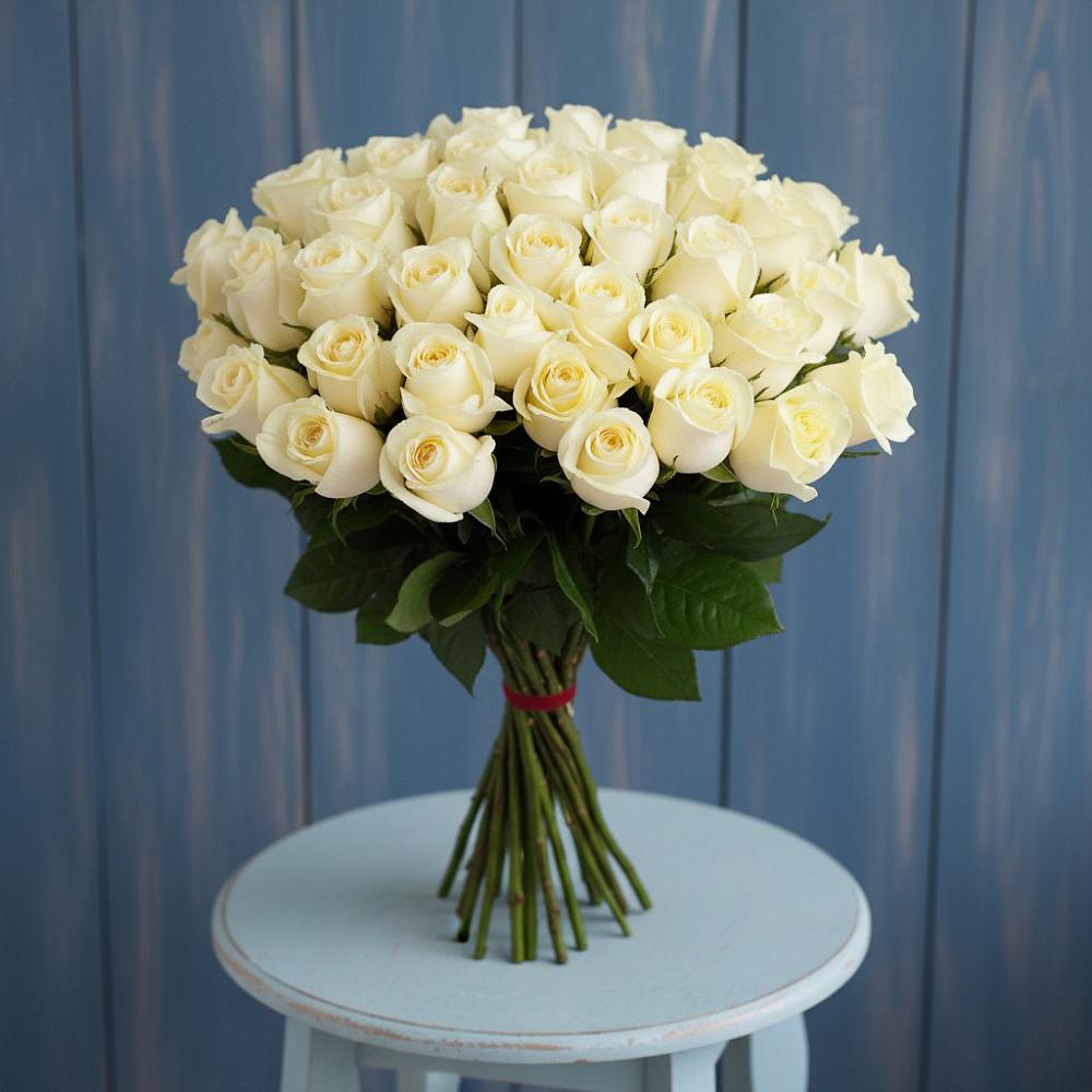 Букет 51 Белая роза Эдлесс Лав в Горном Забайкальского края