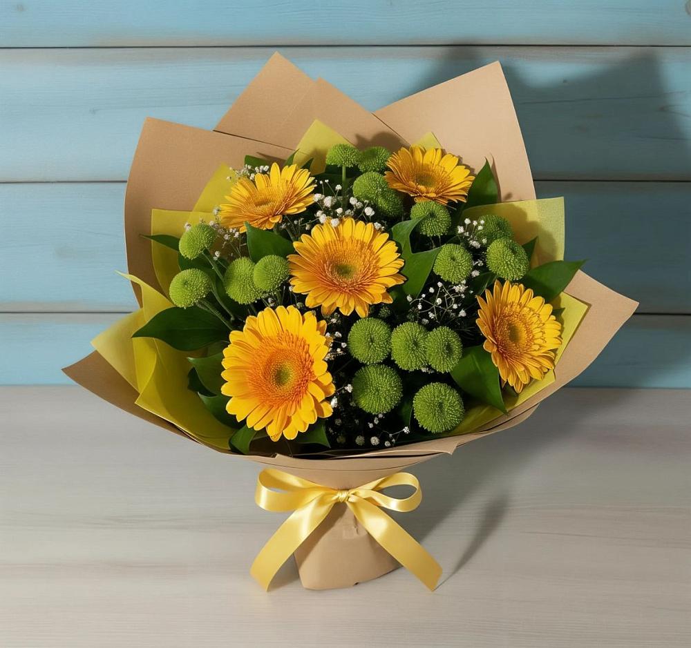 Букет цветов из: Герберы и Хризантемы в Горном Забайкальского края