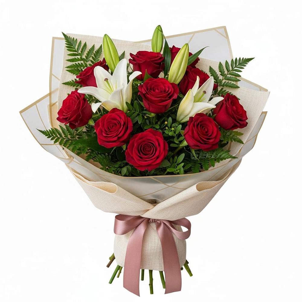 Букет цветов из: Лилии и Розы в Горном Забайкальского края