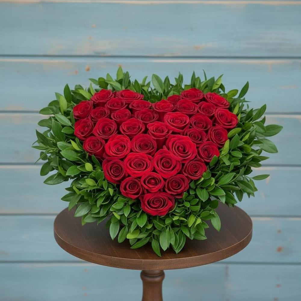 Цветочная композиция из Розы в виде сердца в Горном Забайкальского края