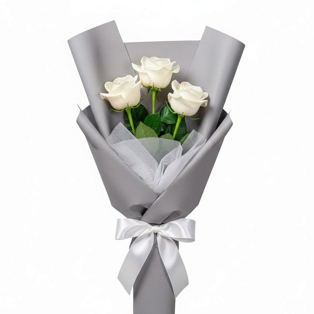 Букет 3 белые розы в Горном Забайкальского края