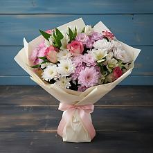 Букет цветов из:  Хризантемы, Альстромерии и Розы в Горном Забайкальского края