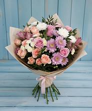 Букет цветов из:  Хризантемы, Розы и Альстромерии в Горном Забайкальского края